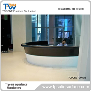 Half Round Simple Artificial Stone Reception Counter for Sale