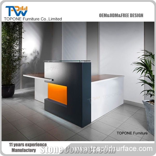 Half Round Simple Artificial Stone Reception Counter for Sale