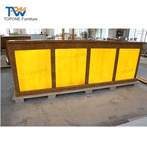 L Shape Led Glowing Acrylic Solid Surface Bar Counter for Hotel Desk