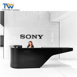 Orange Curve Modern Marble Office Furniture Front Reception Table Desk