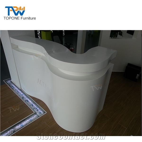 Orange Curve Modern Marble Office Furniture Front Reception Table Desk
