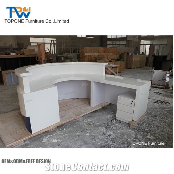 Orange Curve Modern Marble Office Furniture Front Reception Table Desk