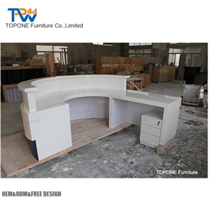 Orange Curve Modern Marble Office Furniture Front Reception Table Desk