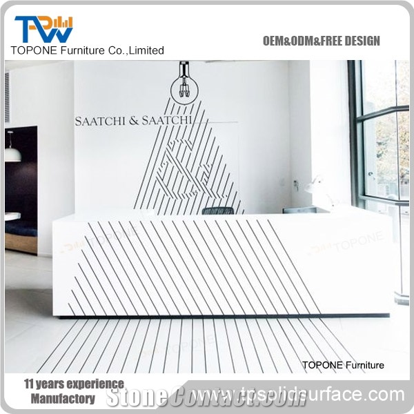 Style Acrylic Solid Surface Office Reception Table Design