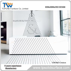 Style Acrylic Solid Surface Office Reception Table Design