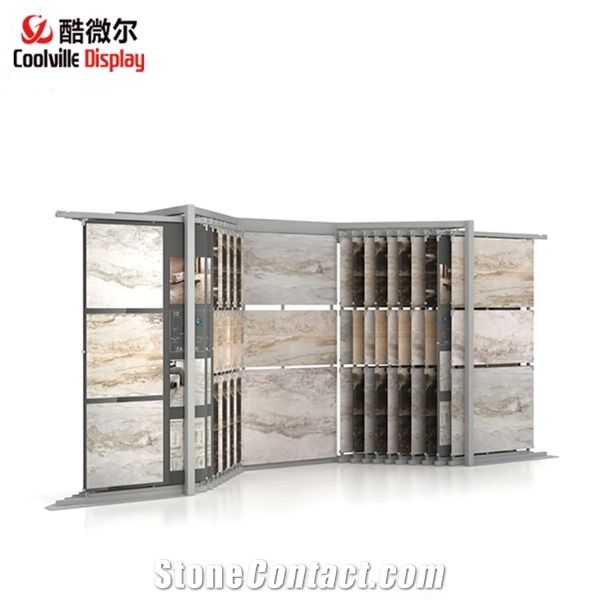 Customized Showroom Sliding Tile Display Rack Stands