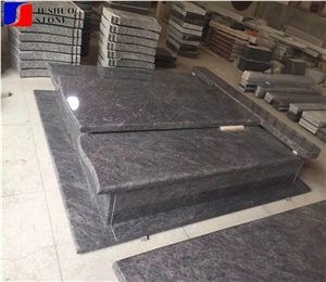 Bahama Blue Polished Double Cross Western Style Tombstone & Monument