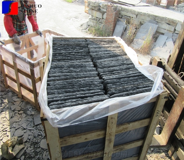 Black/Grey Slate Roof Arch Shape Tile Directly Offer Natural Split Top