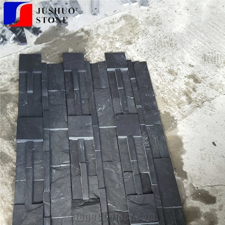 Cheap Natural Black Slate Culture Stone,Z Shape Ledge Wall Cladding