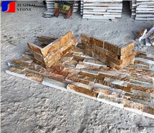 China Rusty Conner Slate Stacked Stone Veneer Feature Wall Cladding