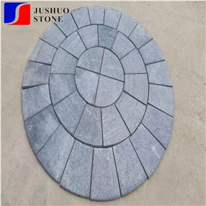 Fanshaped Feature Wall Irregularity Grey Paving Stone Split Slate