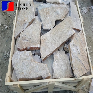 Fanshaped Feature Wall Irregularity Grey Paving Stone Split Slate