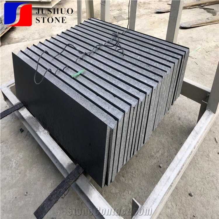Haikou China Basalt Hainan Black Basalt Slabs Tiles Honed Stone Top