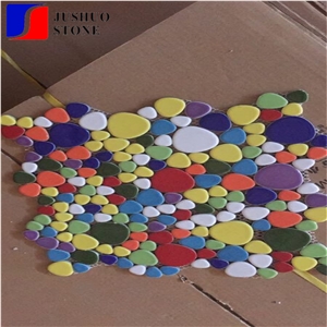 Irregular Mosaic Ceramic Tile Texture Finishing Multicolor Porcelain
