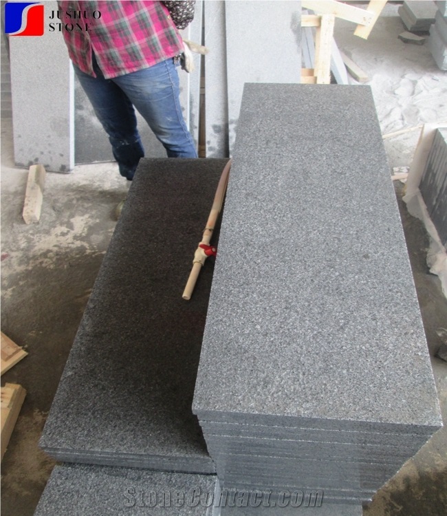 Natural Stone G654 Flamed Granite Black Stairs/Steps for Exterior Use