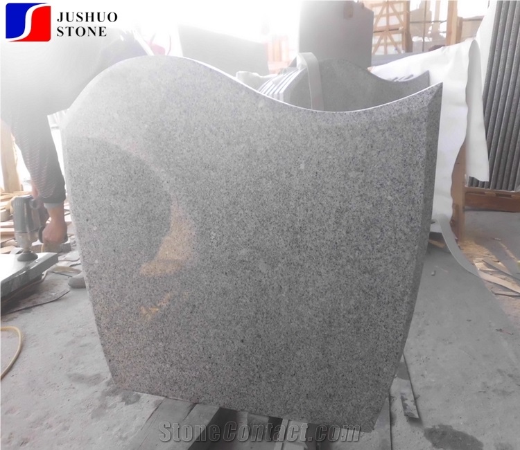 Polish Poland Style Grey Granite Upright Marker Monuments,Serp Top