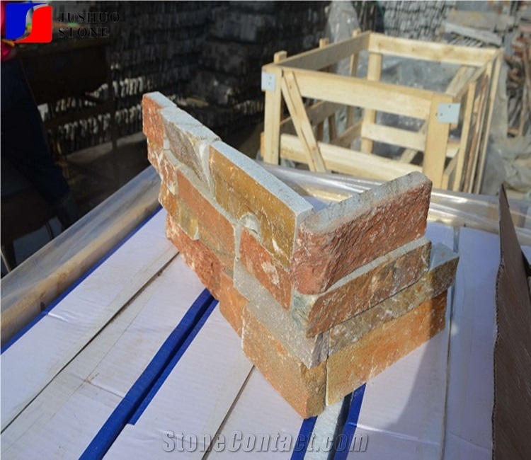 Split China Rusty Slate Culture Stone Walling Corner Stacked Bricks