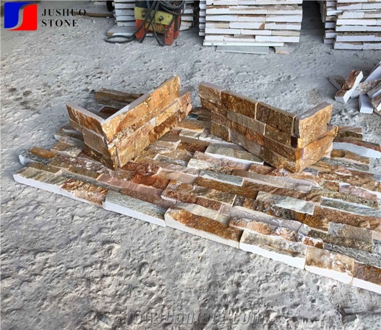 Split China Rusty Slate Culture Stone Walling Corner Stacked Bricks