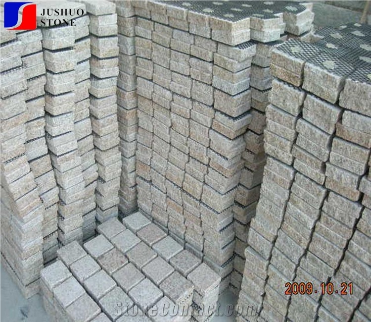 Split Yellow Granite G682/G3582 Rolling Stone/Cube Stone,G1682 Cobble