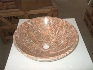 Cuckoo Red Marble Red Agate Dark Brown Round Sinks Wash Bowls