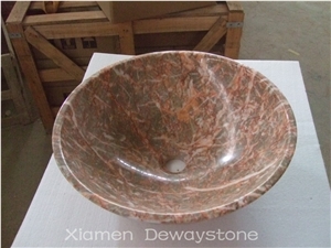 Cuckoo Red Marble Red Agate Dark Brown Round Sinks Wash Bowls