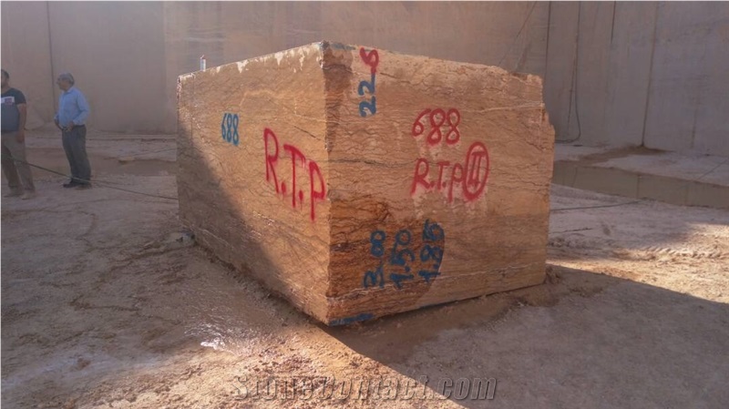 Persian Walnut Travertine Block, Iran Brown Travertine