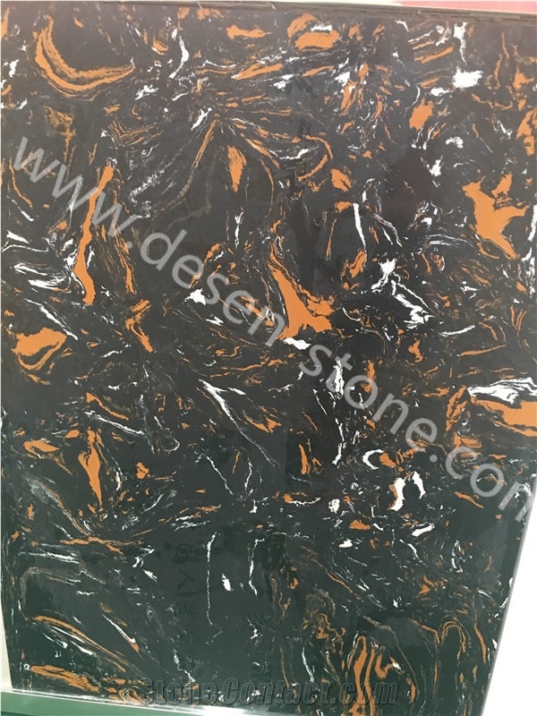 Nero Portoro Artificial Marble Engineered Stone Slabs&Tiles for Countertop