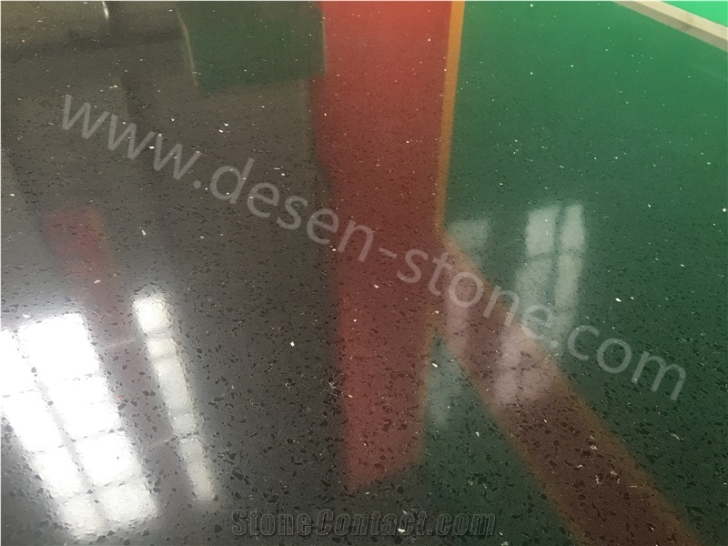 Silver Crystal Black Artificial Marble Engineered Stone Slabs&Tiles