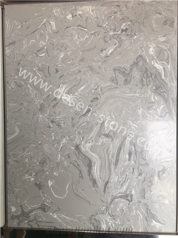 Silver Sable Ash/Grey Artificial Marble Engineered Stone Slabs&Tiles