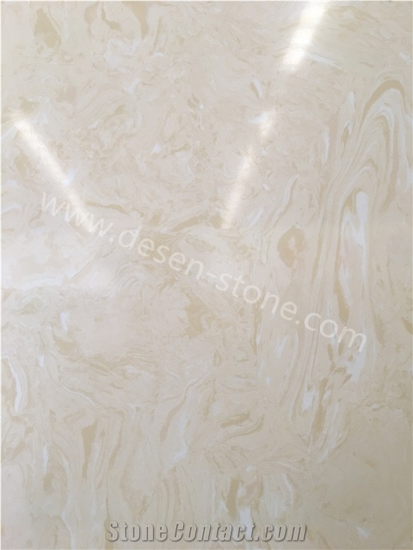 White Rose Beige Artificial Marble Engineered Stone Slabs&Tiles Floor