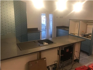 Grey Sparkle Quartz 30mm Countertop Installation