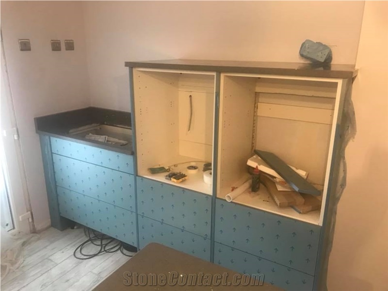 Grey Sparkle Quartz 30mm Countertop Installation