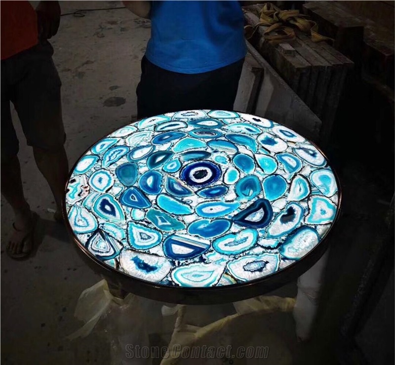 Blue Agate Stone Tiles/Semi-Precious Stone Slabs/Gemstone Wall Panels