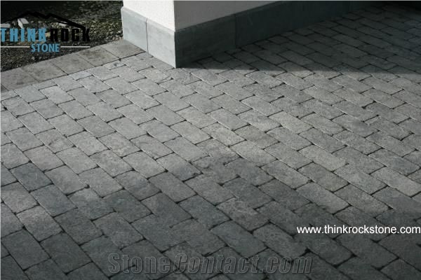 Bushhammered Tumbled Grey Limestone Pavers Cobblestone Cube Stone