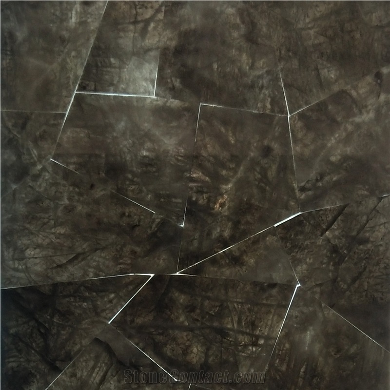 China Dark Grey Smokey Crystal Semiprecious Gemstone Wall Tiles