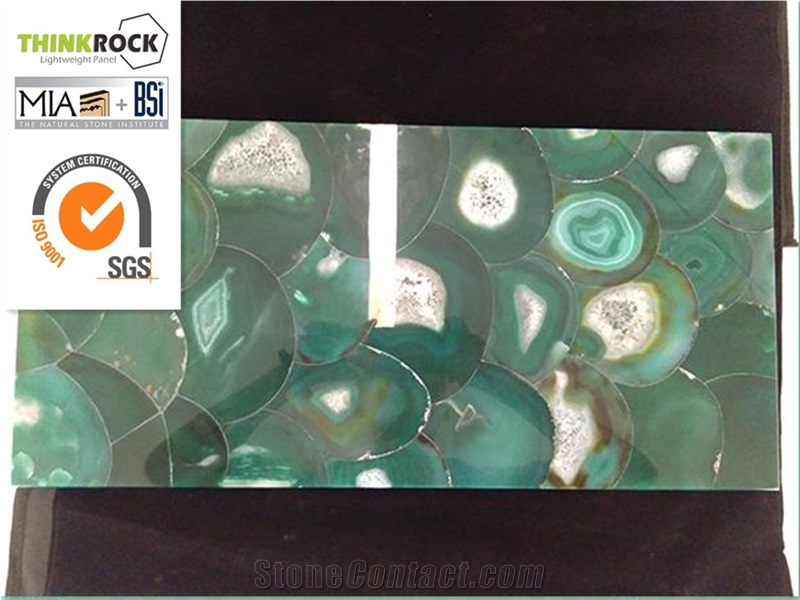 China Green Agate Gemstone Veneer Tiles