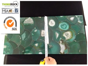 China Green Agate Gemstone Veneer Tiles