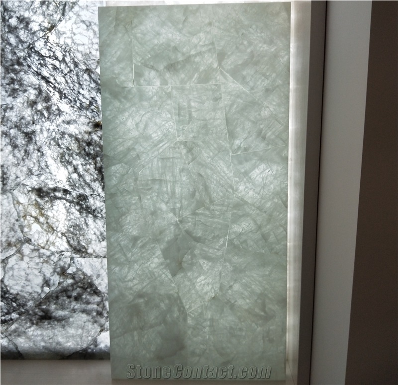 China White Crystal Semiprecious Gemstone Wall Covering Tiles
