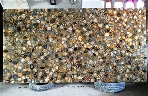 China Yellow Wall Cladding Agate Semi Gemstone