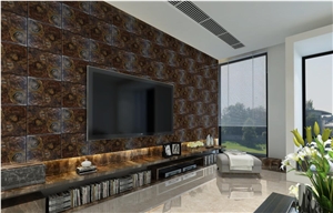 Gold Fossil Wood Compoiste Galaxy White Quartz Tiles for Sale