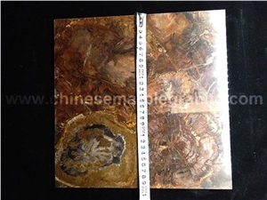 Gold Fossil Wood Compoiste Galaxy White Quartz Tiles