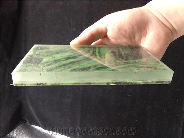 Green Amazonite Gem Stone Glass Compostie Slabs