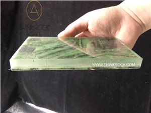 Green Amazonite Gem Stone Glass Compostie Slabs
