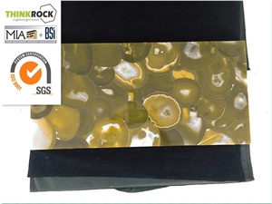 Natrual Yellow Agate Gemstone Veneer Composite Glass Tiles