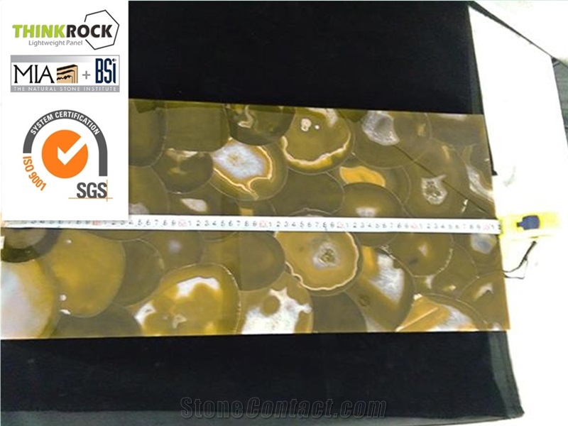 Natrual Yellow Agate Gemstone Veneer Composite Glass Tiles