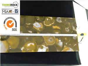 Natrual Yellow Agate Gemstone Veneer Composite Glass Tiles