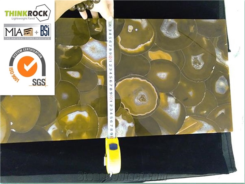 Natrual Yellow Agate Gemstone Veneer Composite Glass Tiles