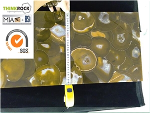 Natrual Yellow Agate Gemstone Veneer Composite Glass Tiles