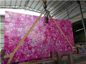 Pink Agate Slabs/Semi-Precious Stone Slabs/Gemstone Tiles/Gem Stone