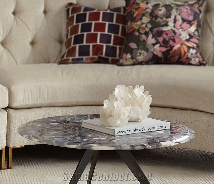 Polished Good Quality Agate Stone Coffee Table